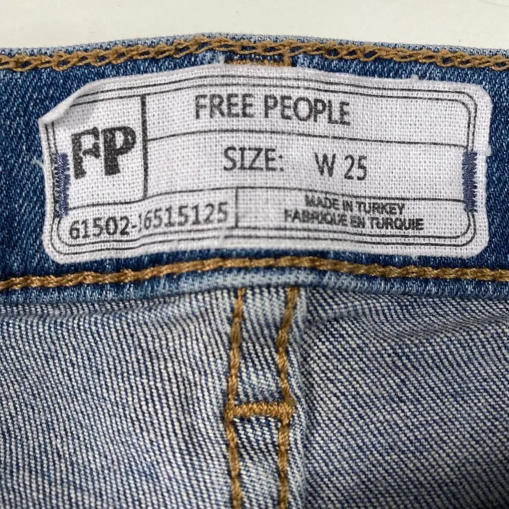 Free People Great Heights Jeans Frayed Hem Skinny Distressed Ripped Womens Sz 25